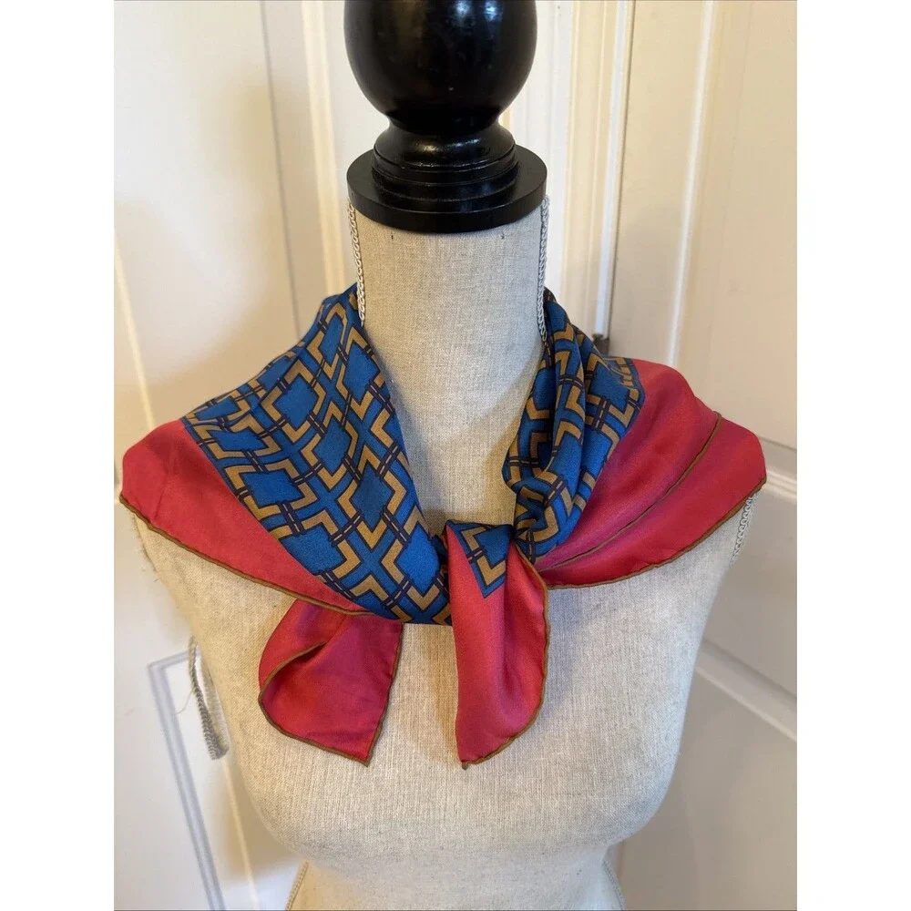 BLUE & PINK Talbots 100% Silk Square Scarf NWT